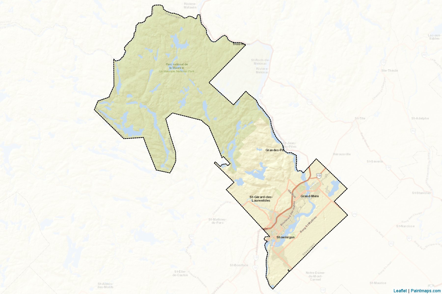 Muestras de recorte de mapas Shawinigan (Quebec)-2