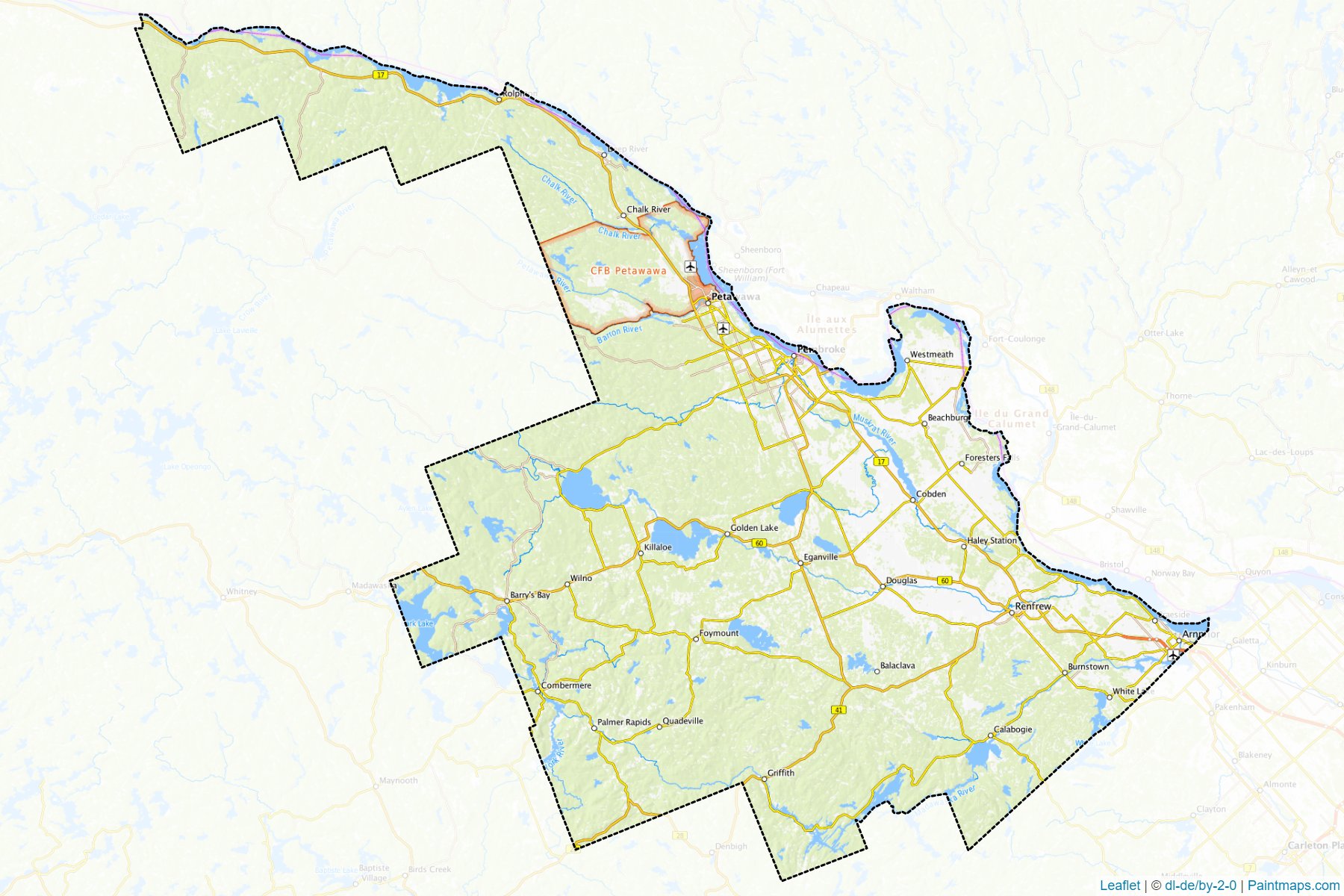 Muestras de recorte de mapas Renfrew (Ontario)-1