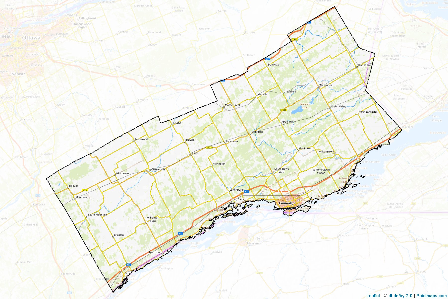 Stormont, Dundas and Glengarry (Ontario) Haritası Örnekleri-1