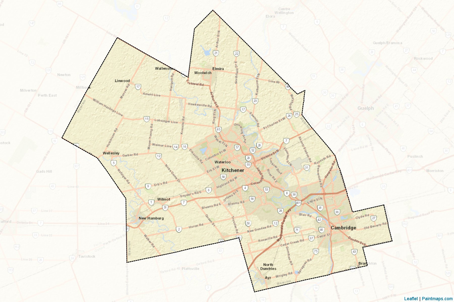 Muestras de recorte de mapas Waterloo (Ontario)-2