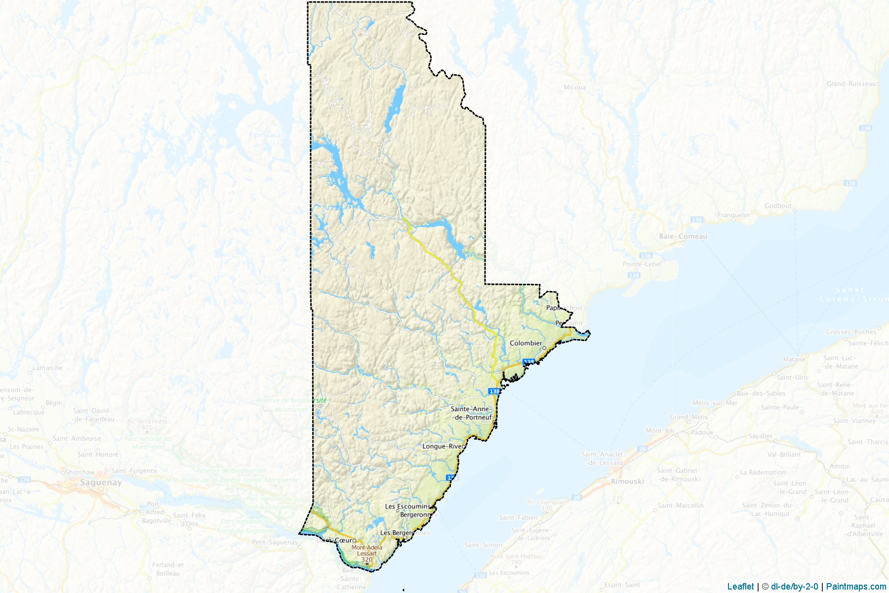 La Haute-Cote-Nord (Québec) Haritası Örnekleri-1