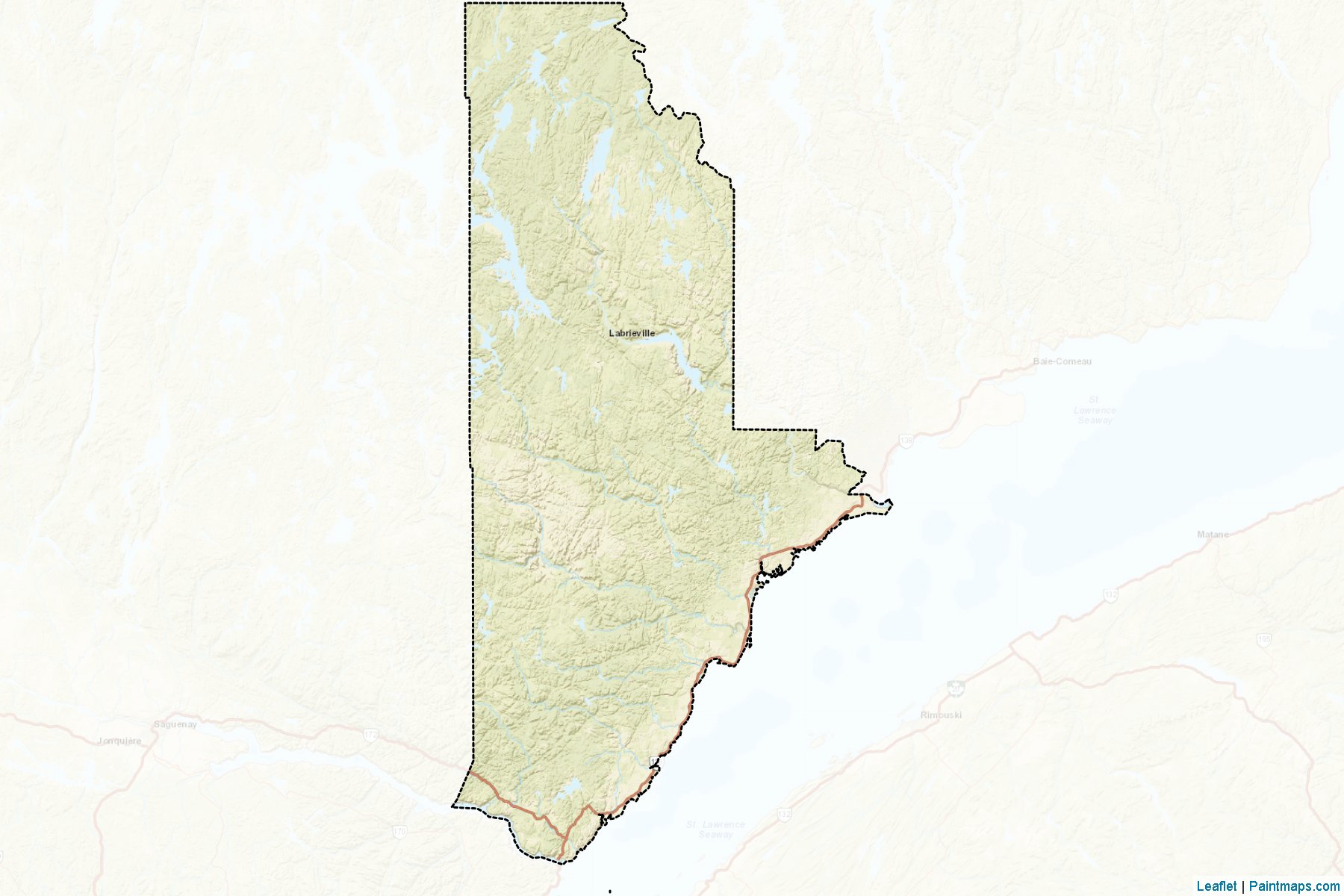 Muestras de recorte de mapas La Haute-Cote-Nord (Quebec)-2