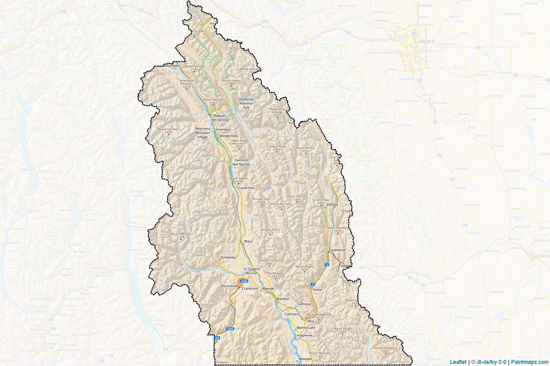 Muestras de recorte de mapas East Kootenay (British Columbia)-1