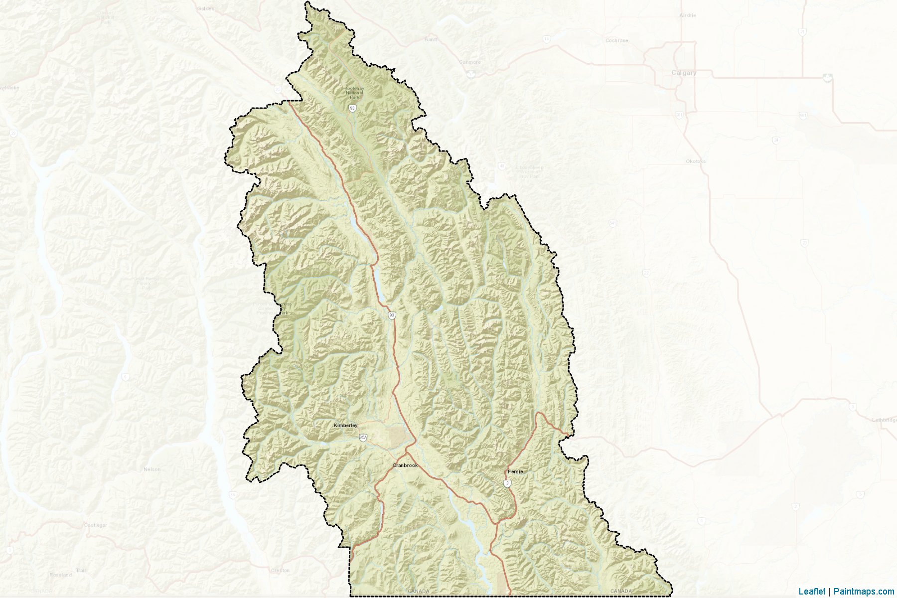 Muestras de recorte de mapas East Kootenay (British Columbia)-2