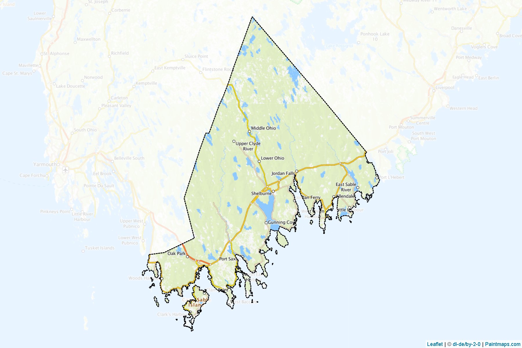 Muestras de recorte de mapas Shelburne (Nova Scotia)-1