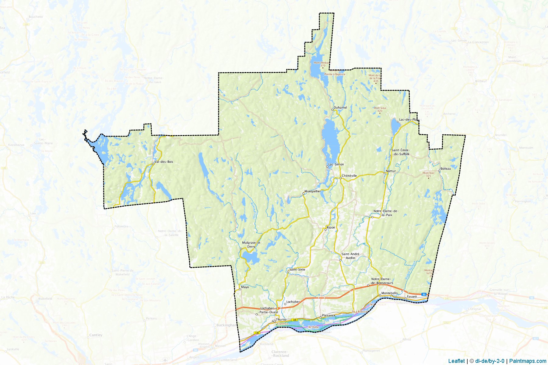 Muestras de recorte de mapas Papineau (Quebec)-1