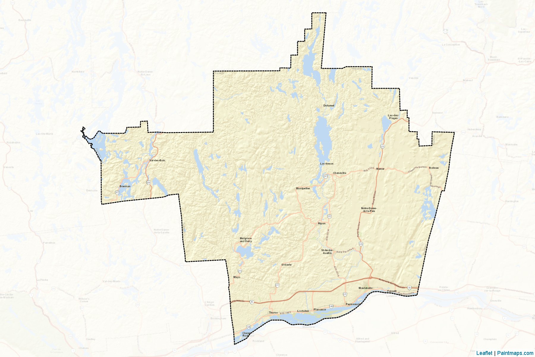 Muestras de recorte de mapas Papineau (Quebec)-2