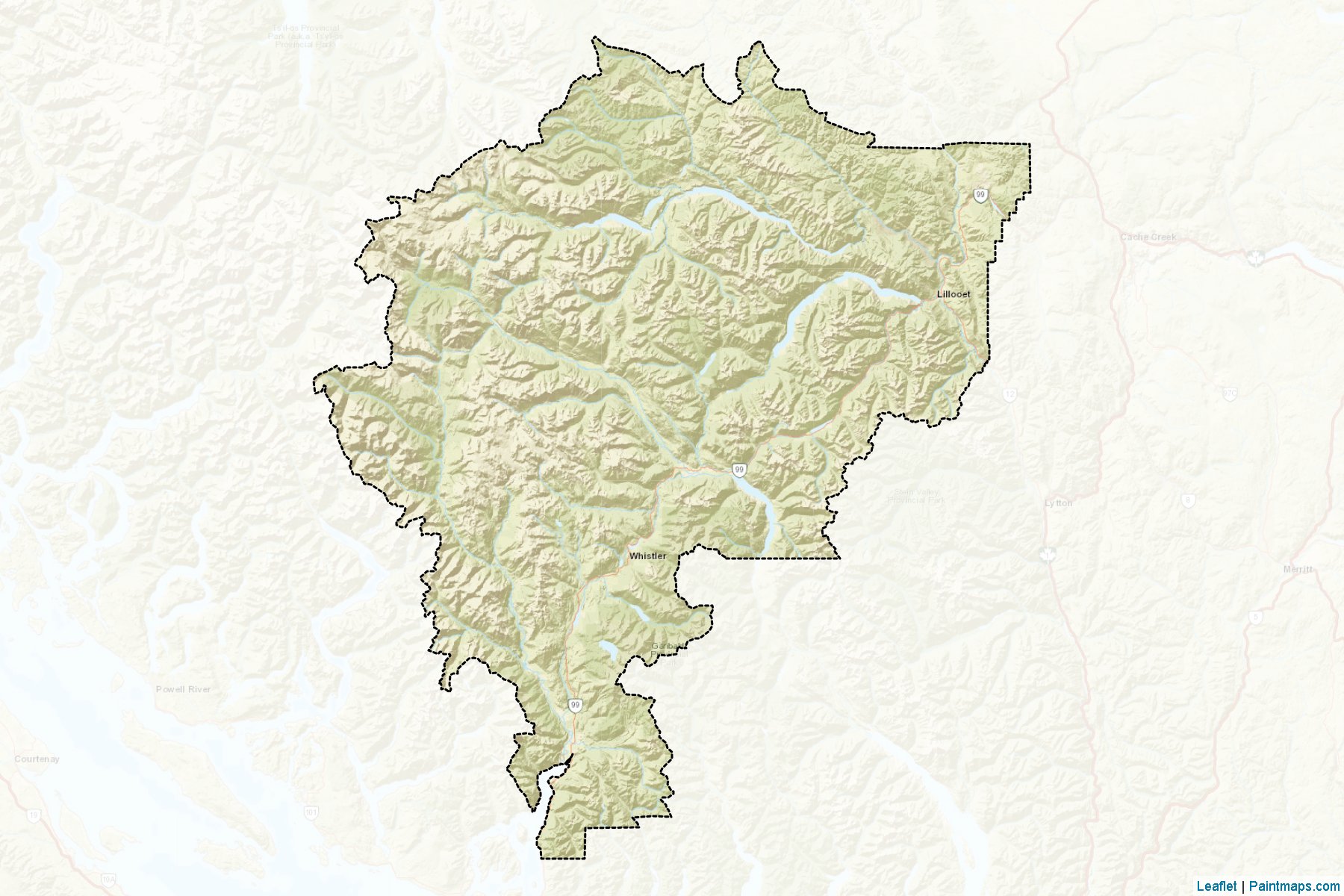 Muestras de recorte de mapas Squamish-Lillooet (British Columbia)-2