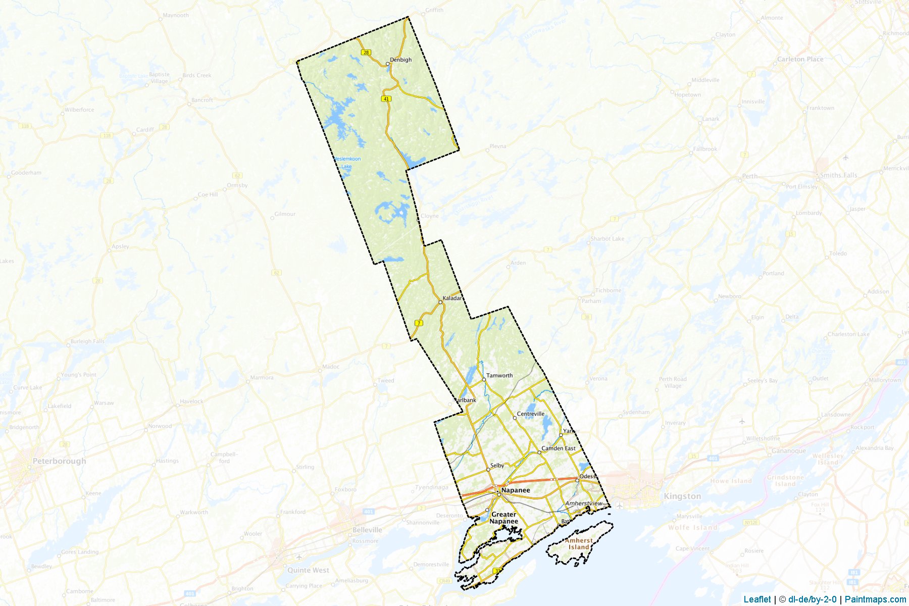 Muestras de recorte de mapas Lennox and Addington (Ontario)-1