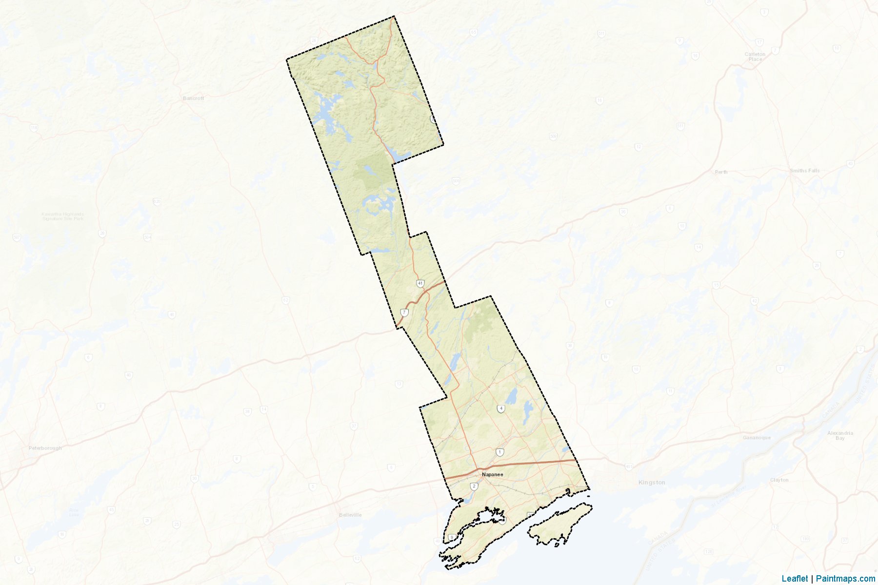 Muestras de recorte de mapas Lennox and Addington (Ontario)-2