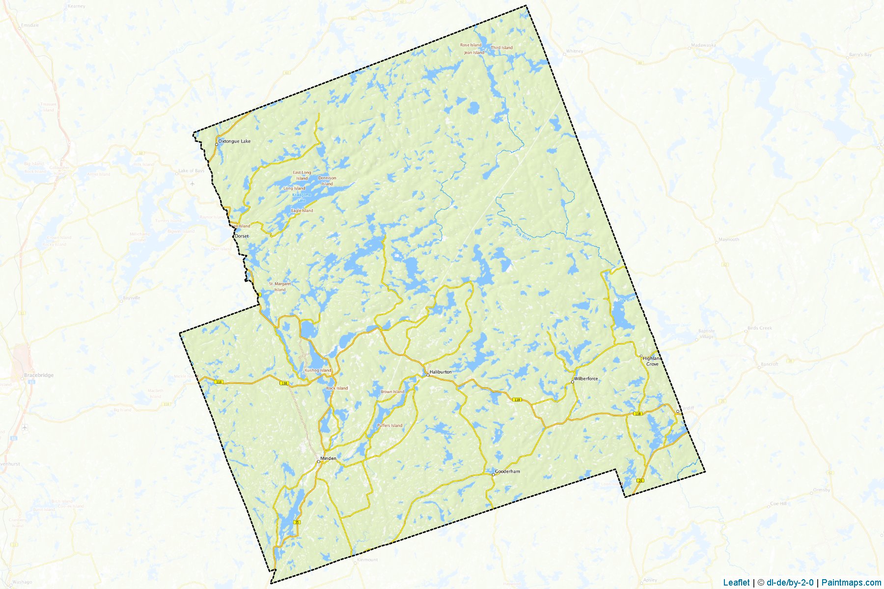 Muestras de recorte de mapas Haliburton (Ontario)-1