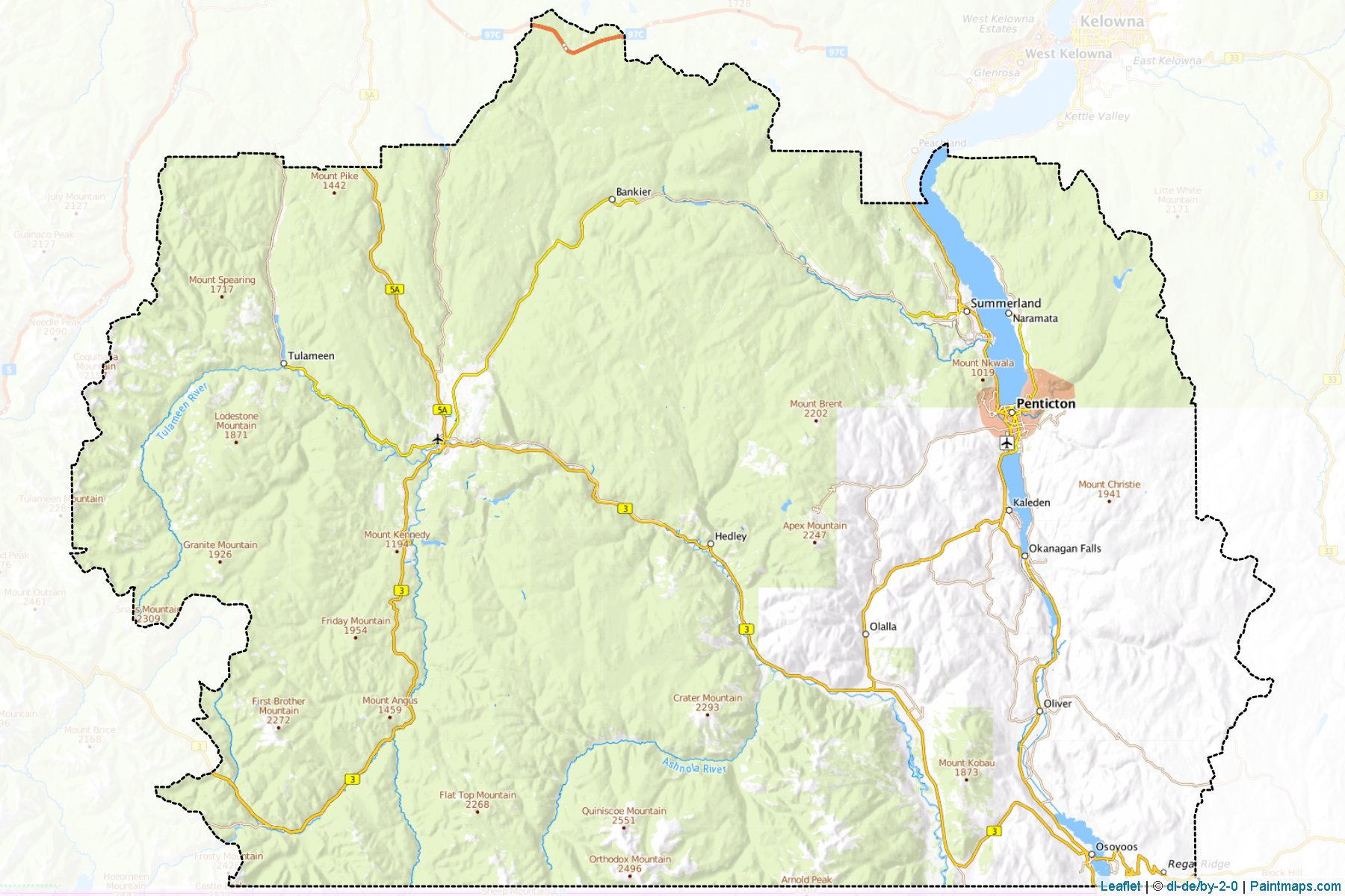 Muestras de recorte de mapas Okanagan-Similkameen (British Columbia)-1