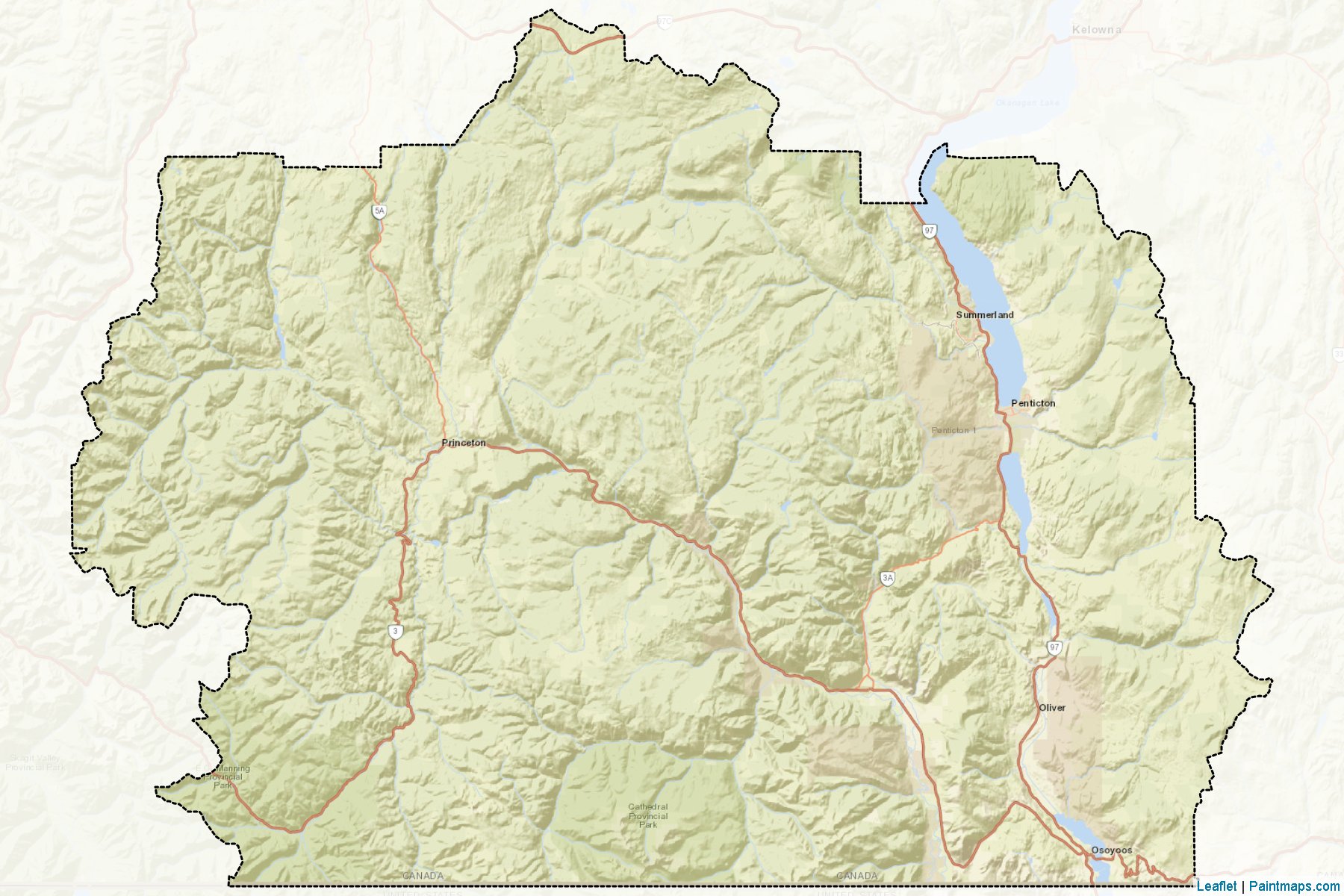 Muestras de recorte de mapas Okanagan-Similkameen (British Columbia)-2