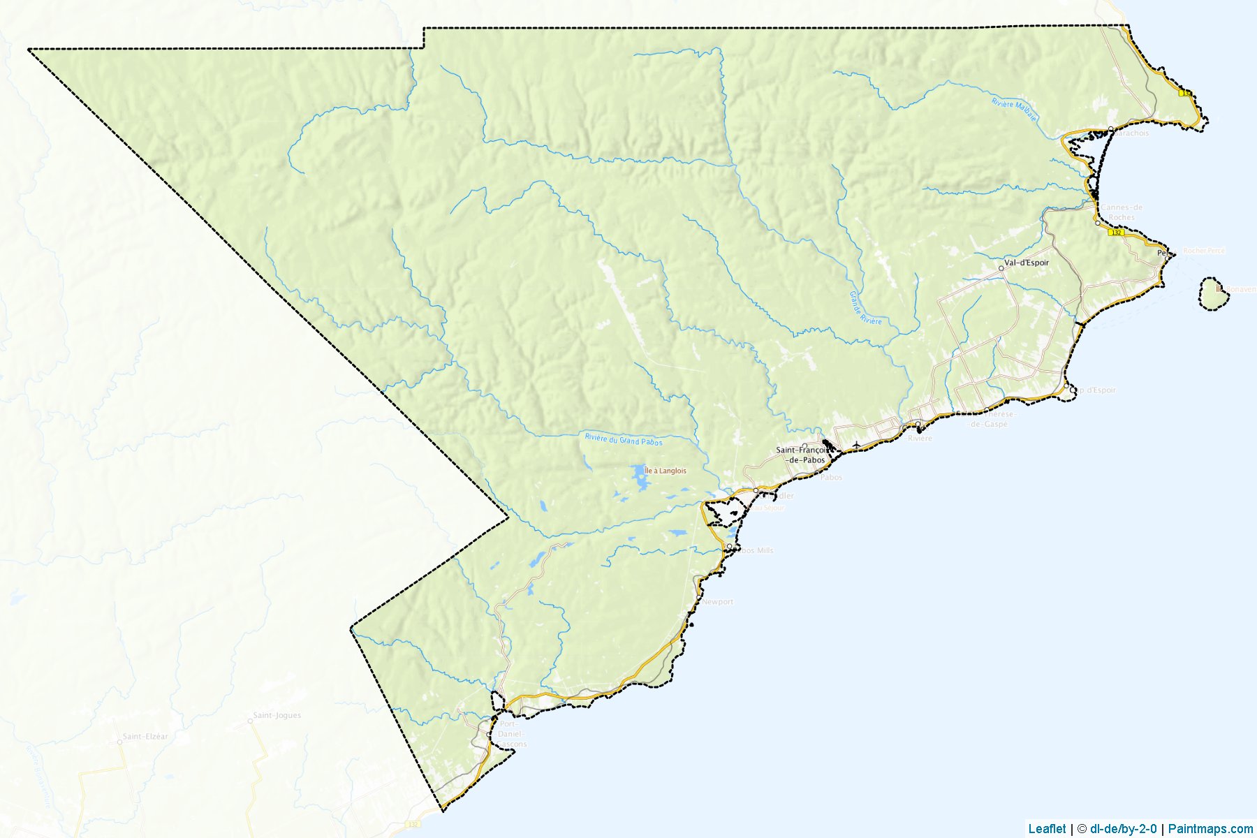 Muestras de recorte de mapas Le Rocher-Perce (Quebec)-1