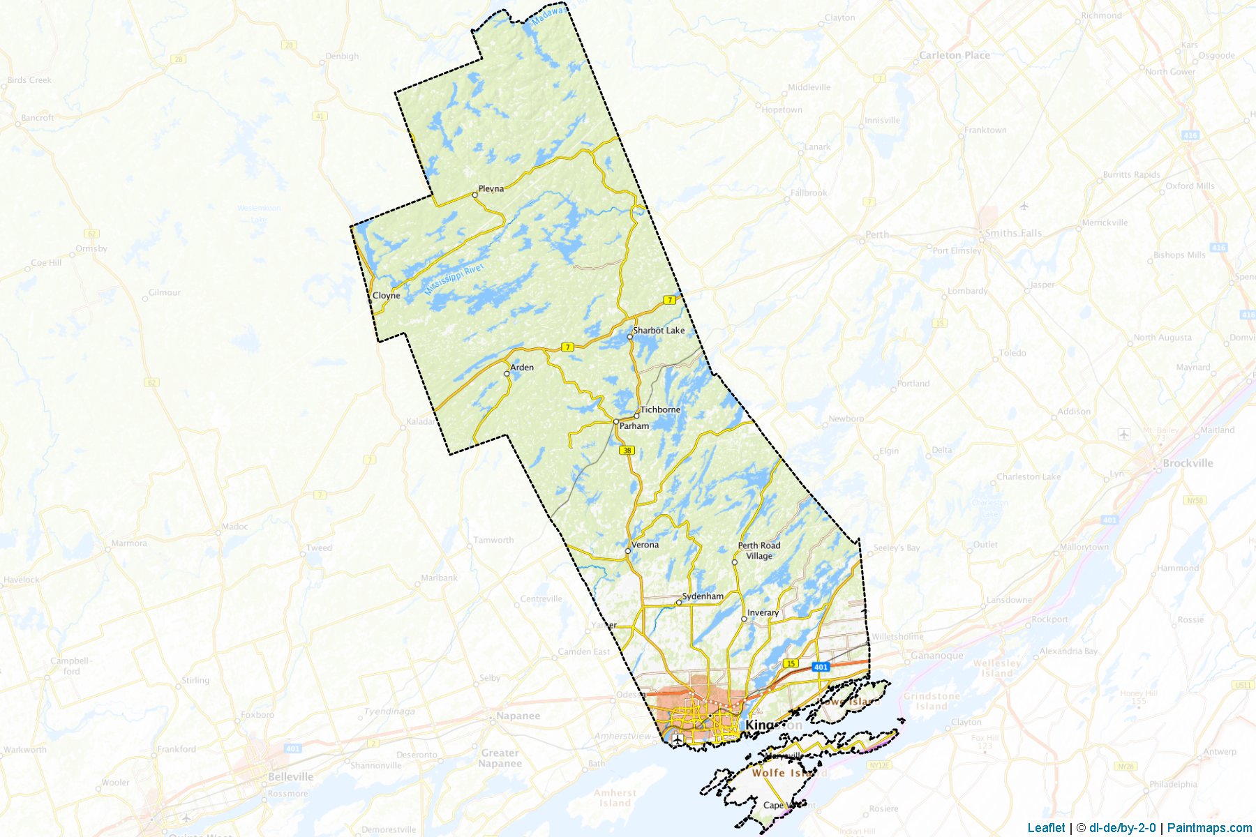 Muestras de recorte de mapas Frontenac (Ontario)-1