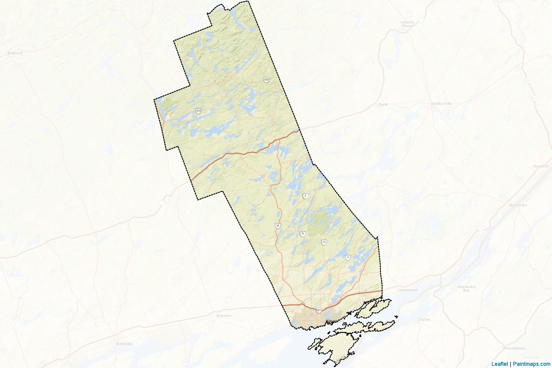 Muestras de recorte de mapas Frontenac (Ontario)-2