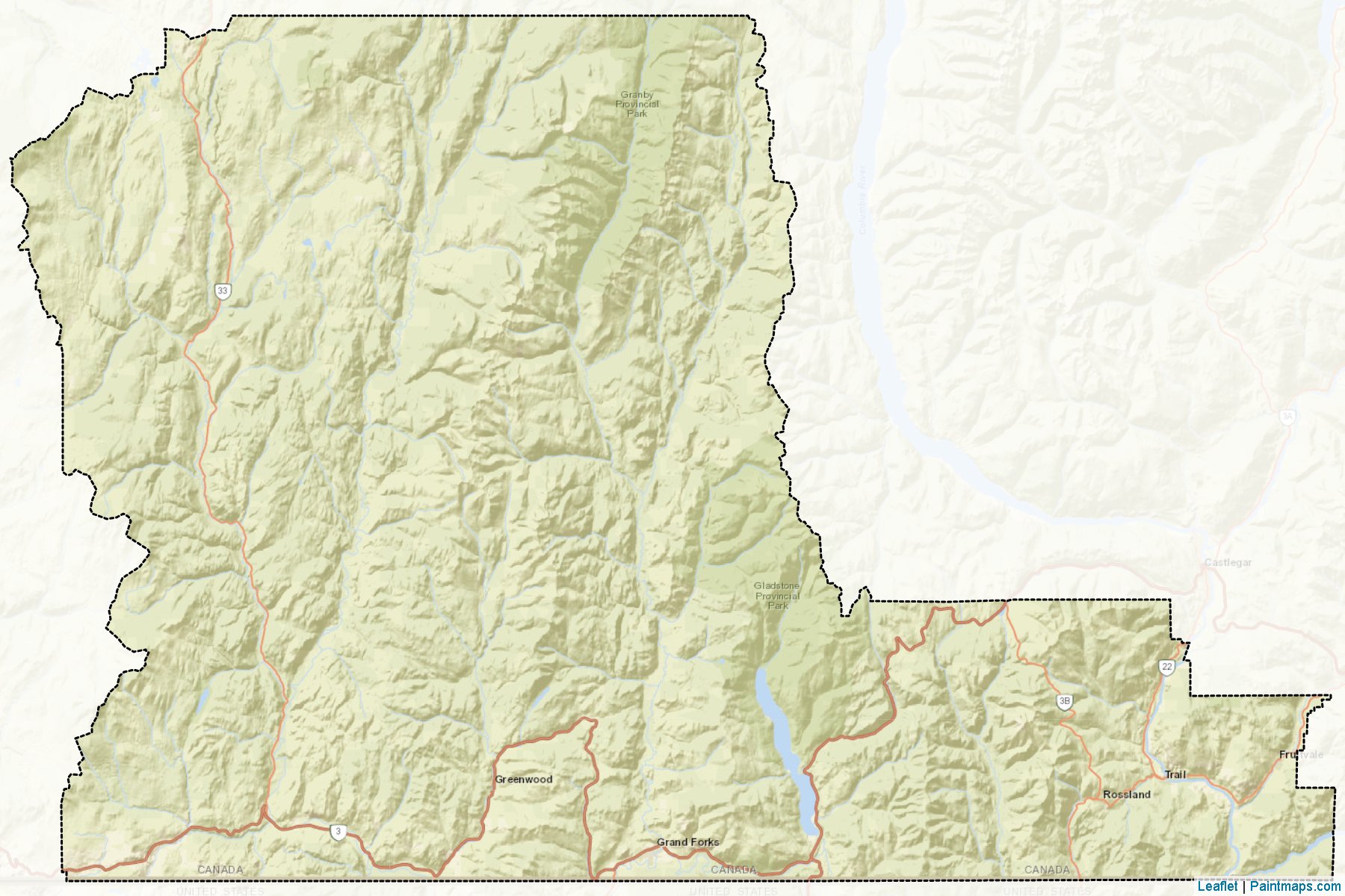 Kootenay Boundary (British Columbia) Map Cropping Samples-2