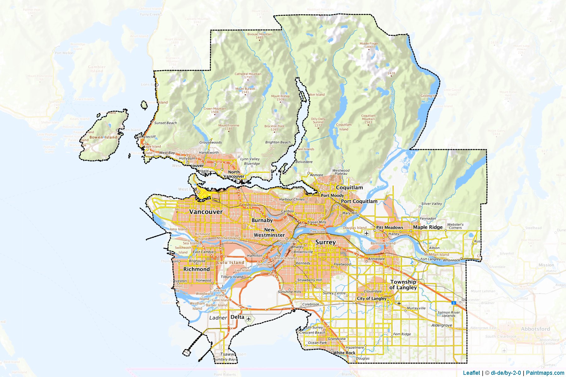 Greater Vancouver (Britanya Kolumbiyası) Haritası Örnekleri-1