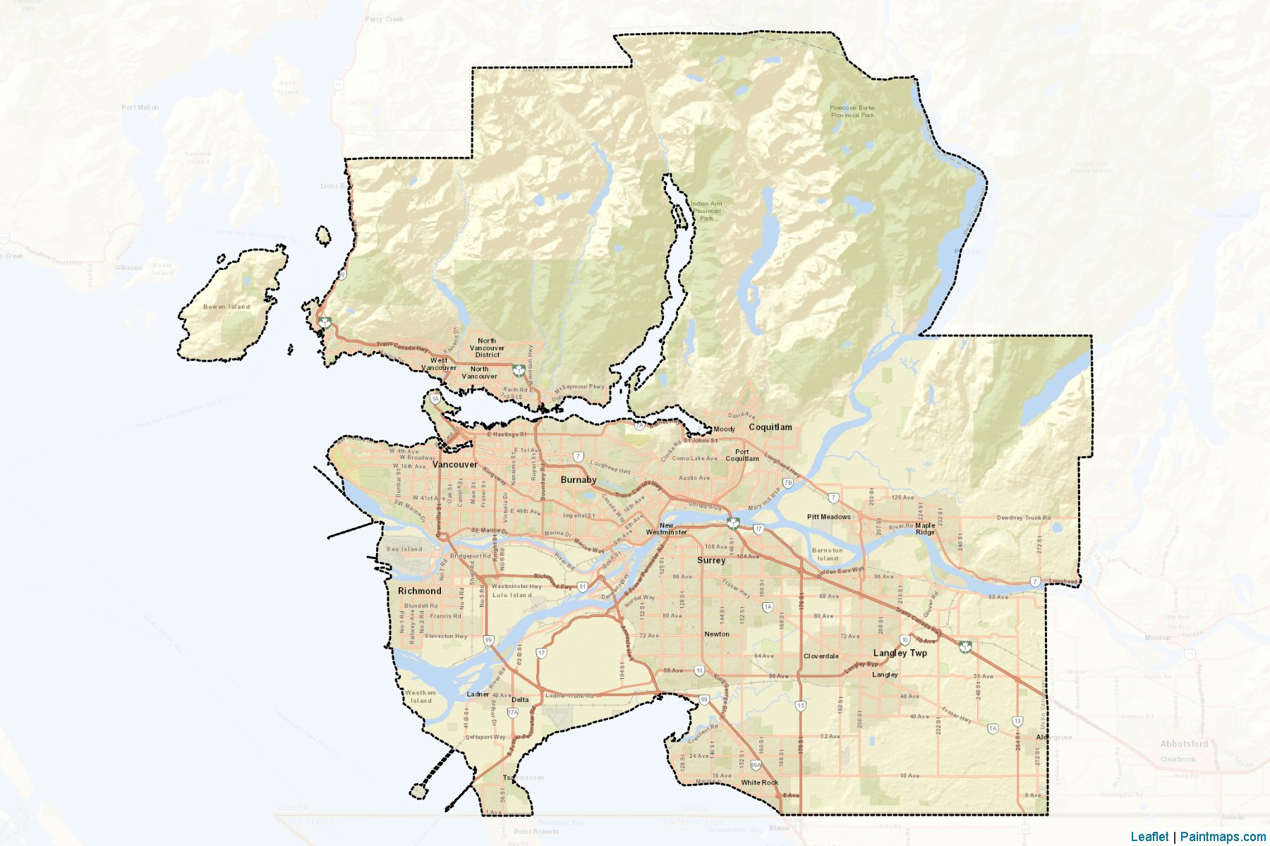 Greater Vancouver (British Columbia) Map Cropping Samples-2