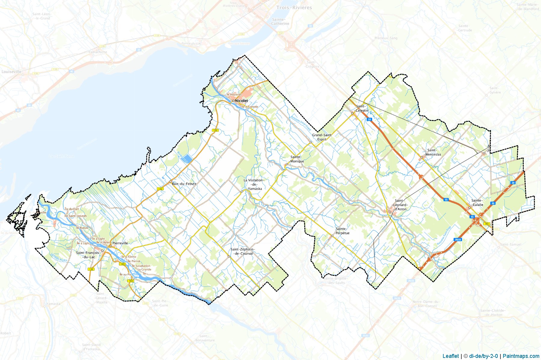 Muestras de recorte de mapas Nicolet-Yamaska (Quebec)-1