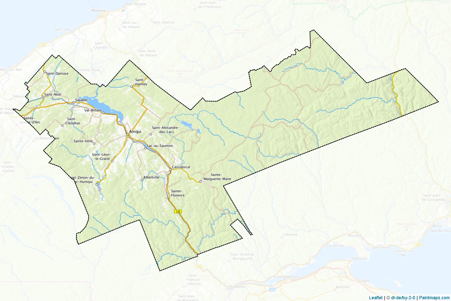 Muestras de recorte de mapas La Matapedia (Quebec)-1