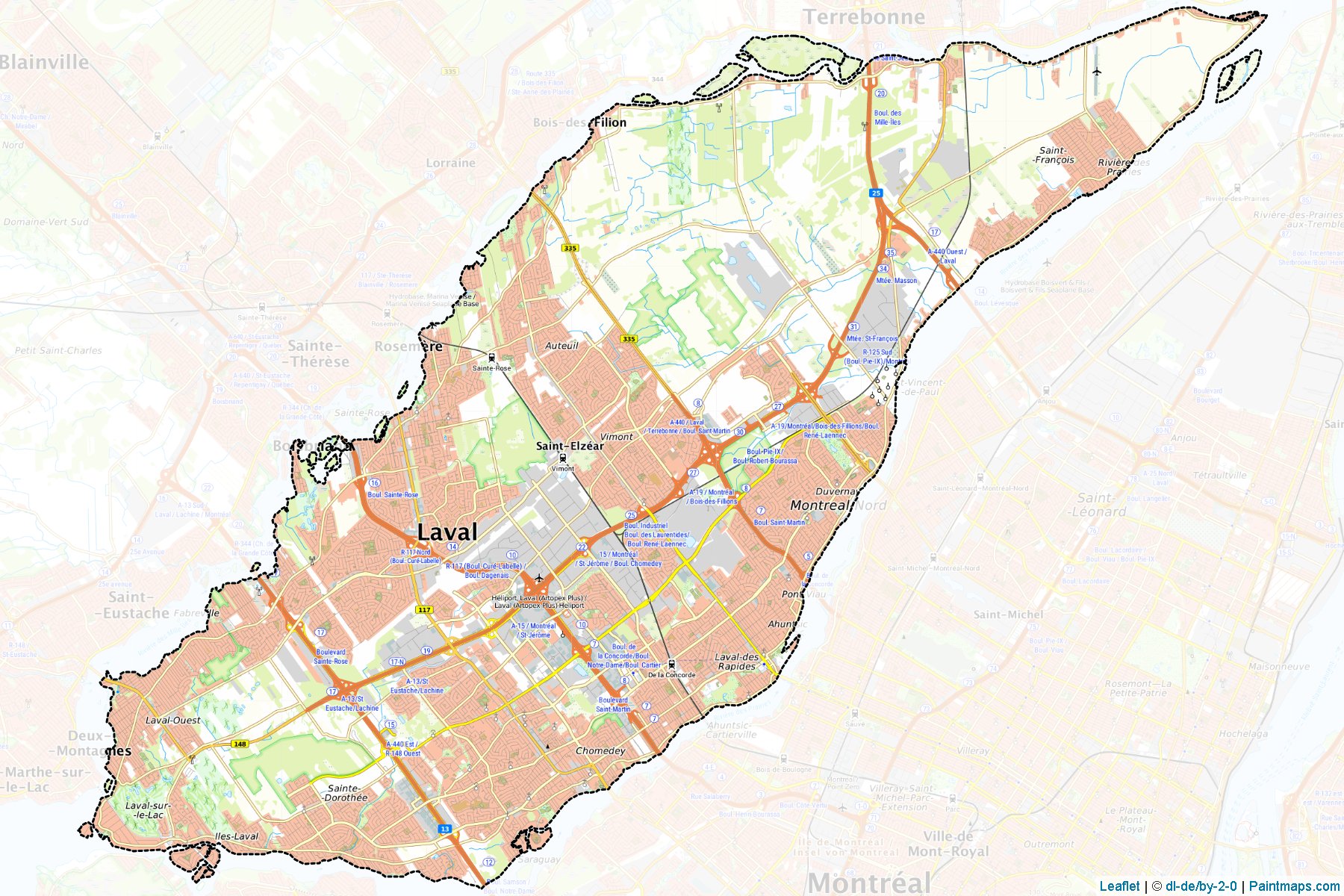 Muestras de recorte de mapas Laval (Quebec)-1