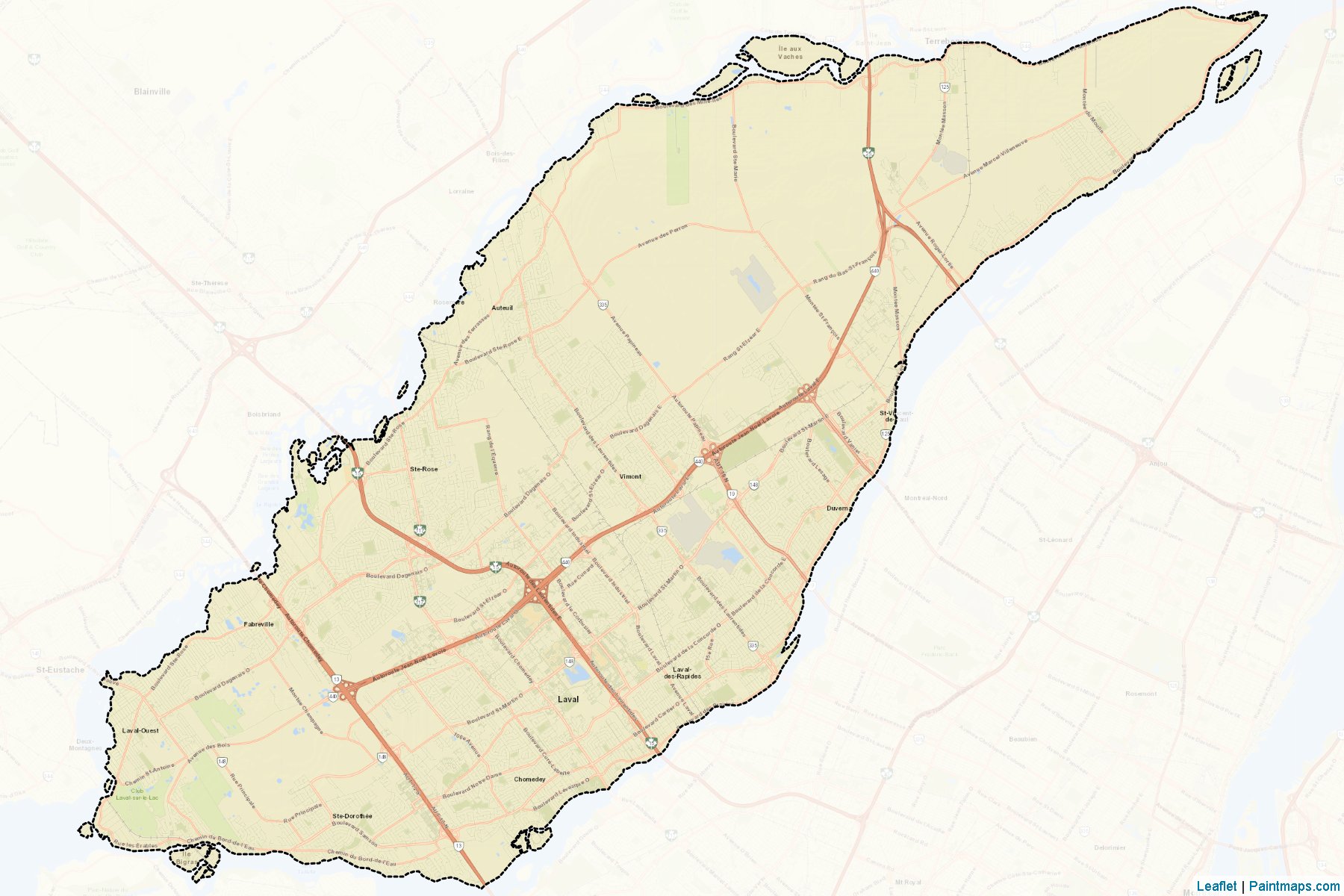 Muestras de recorte de mapas Laval (Quebec)-2