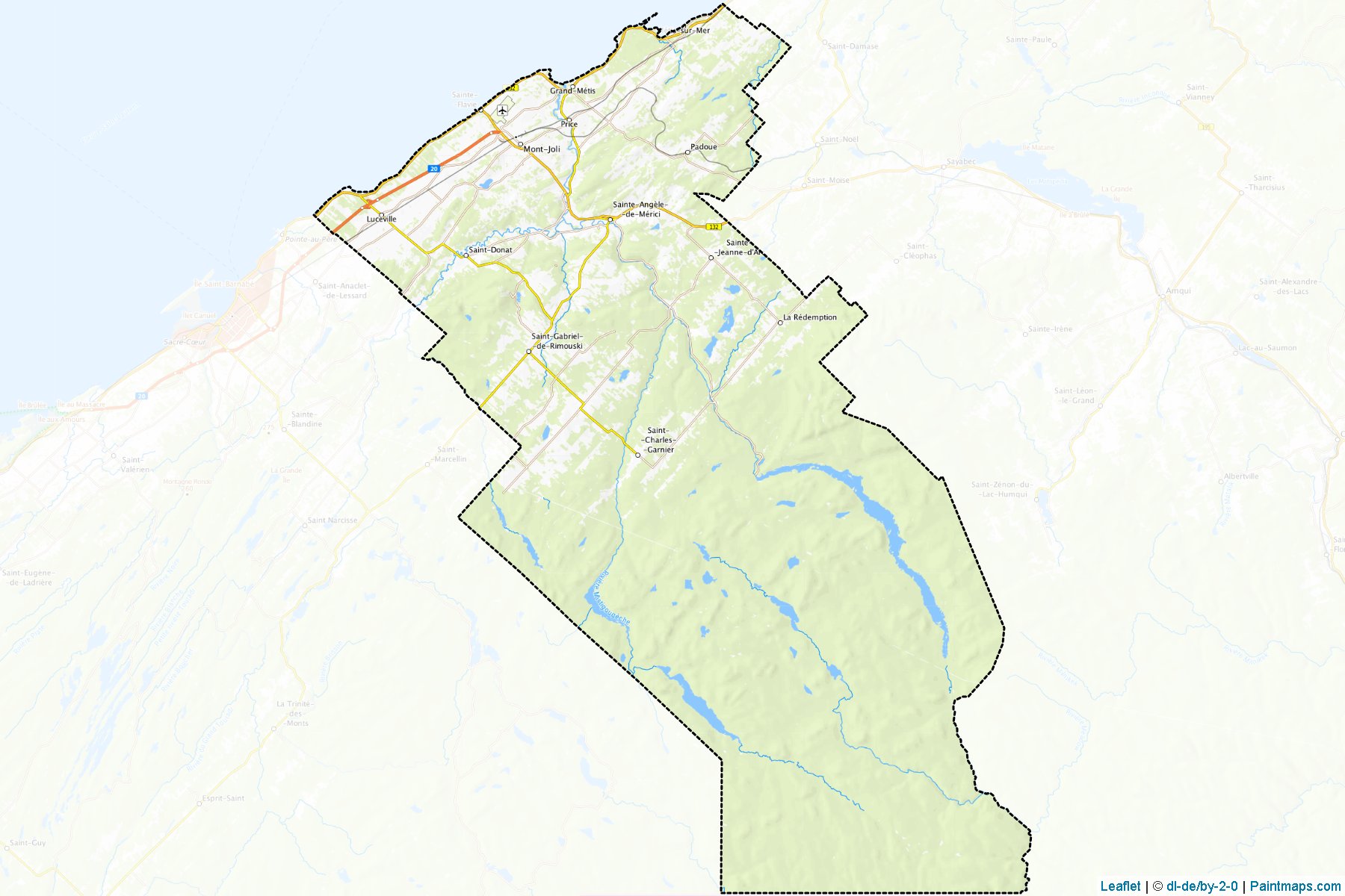 Muestras de recorte de mapas La Mitis (Quebec)-1