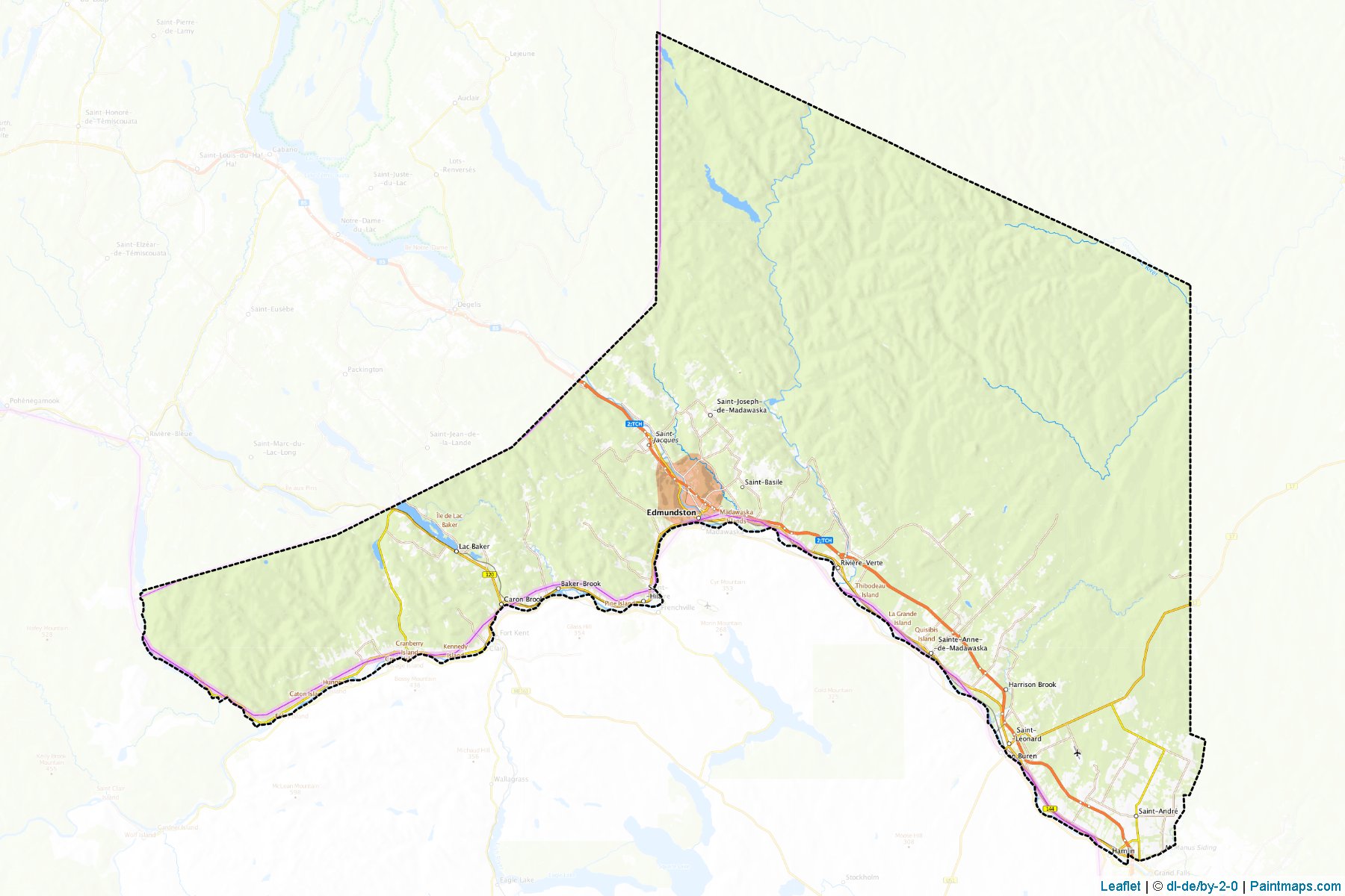 Muestras de recorte de mapas Madawaska (New Brunswick)-1