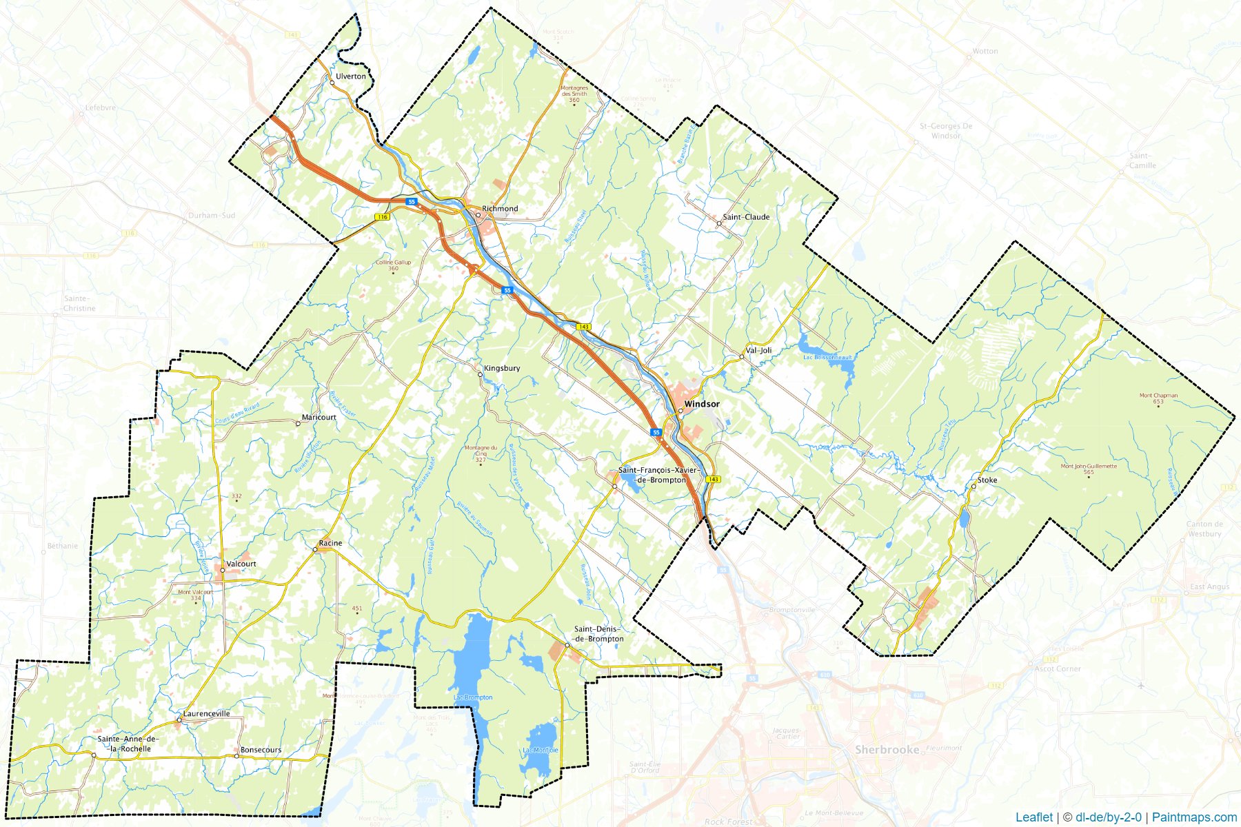 Muestras de recorte de mapas Le Val-Saint-Francois (Quebec)-1