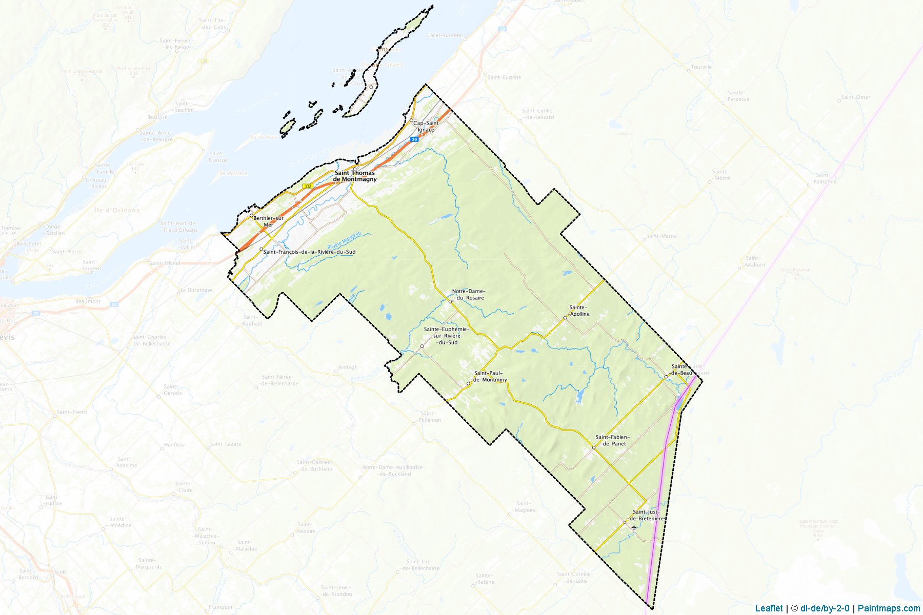 Muestras de recorte de mapas Montmagny (Quebec)-1