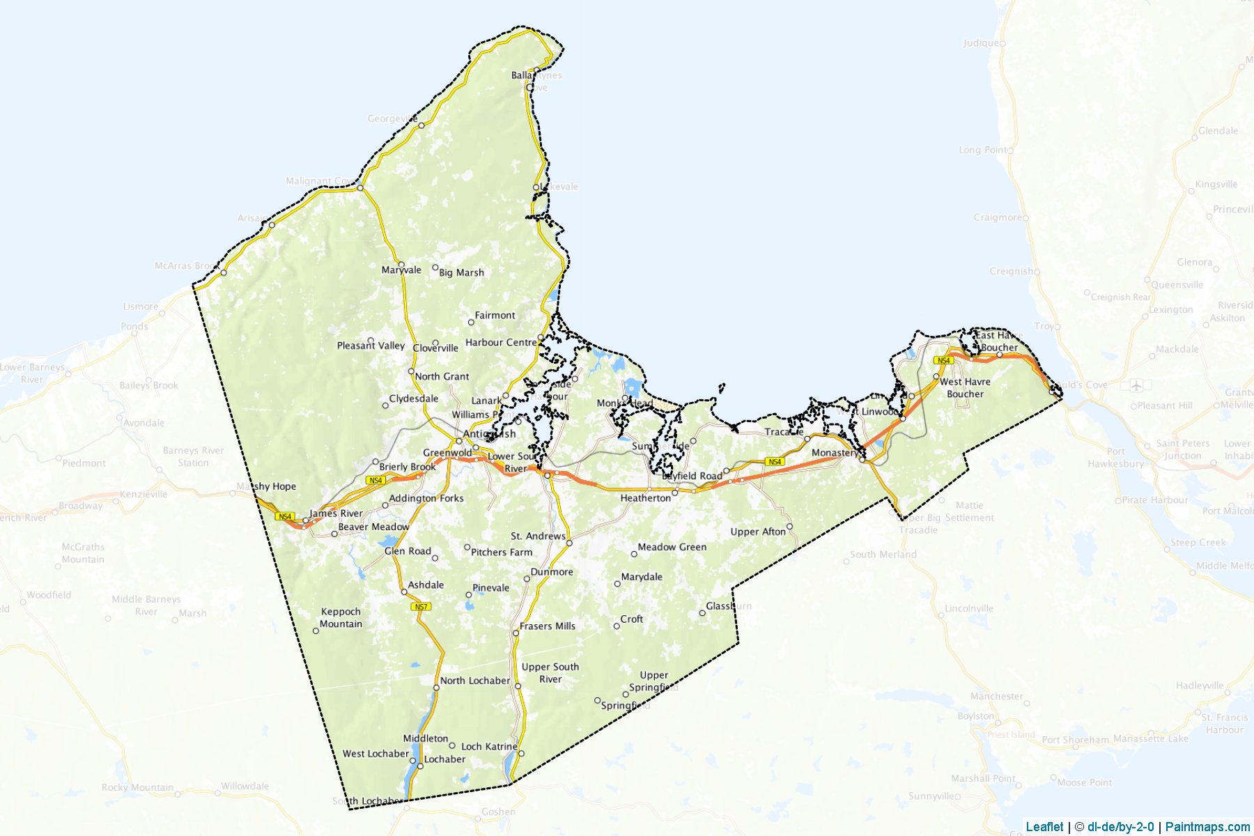 Muestras de recorte de mapas Antigonish (Nova Scotia)-1