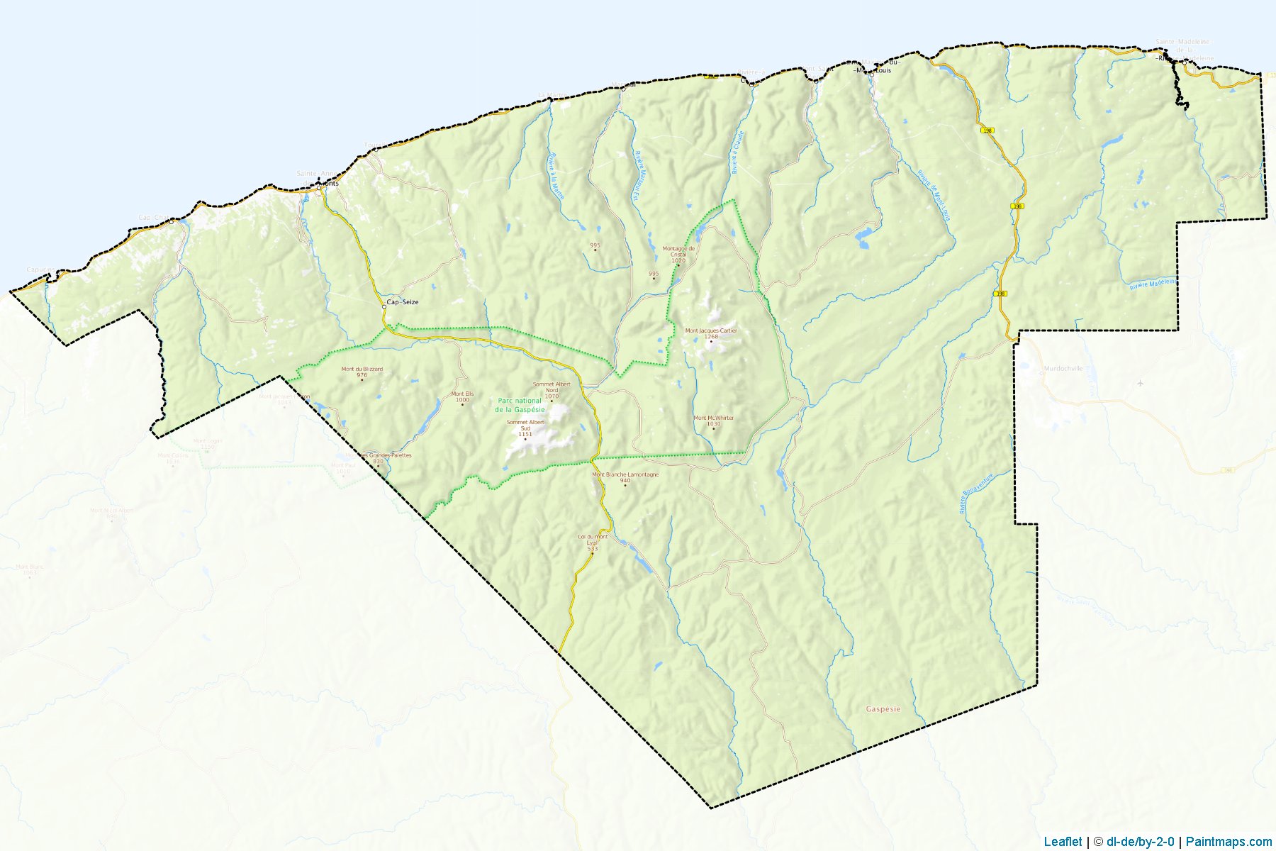 Muestras de recorte de mapas La Haute-Gaspesie (Quebec)-1