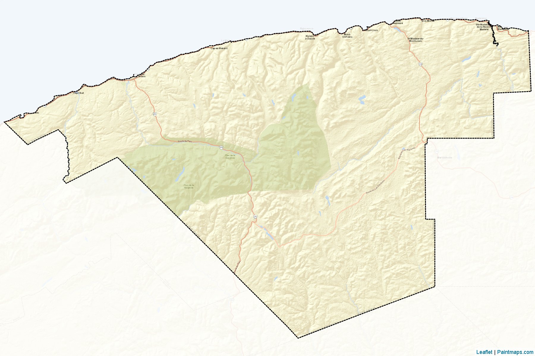 Muestras de recorte de mapas La Haute-Gaspesie (Quebec)-2