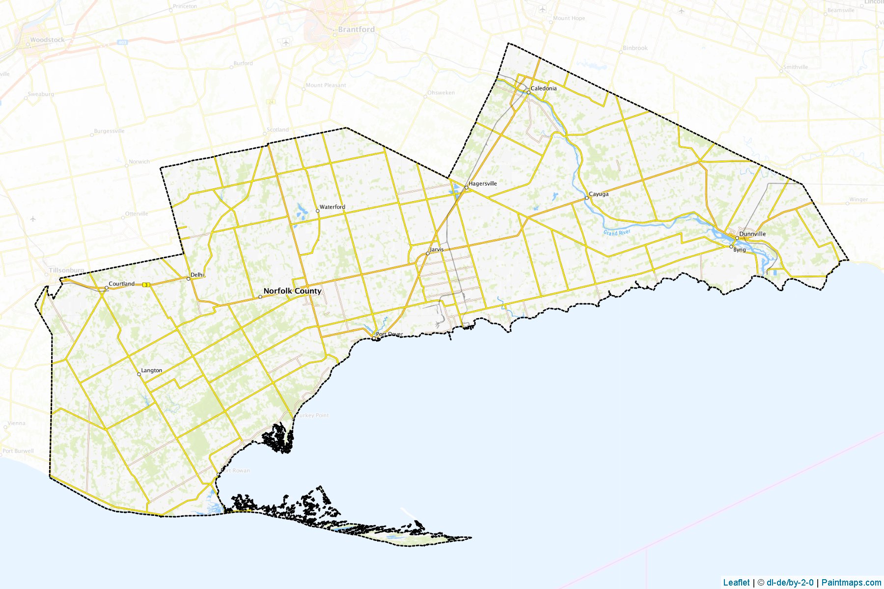 Muestras de recorte de mapas Haldimand-Norfolk (Ontario)-1