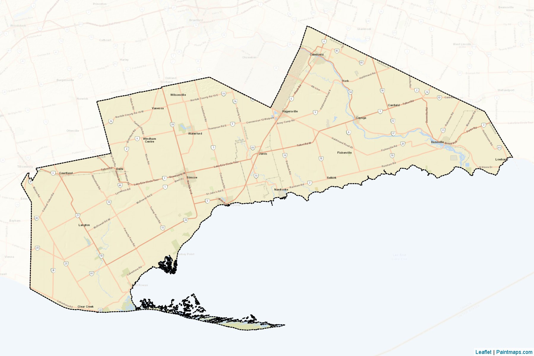 Muestras de recorte de mapas Haldimand-Norfolk (Ontario)-2