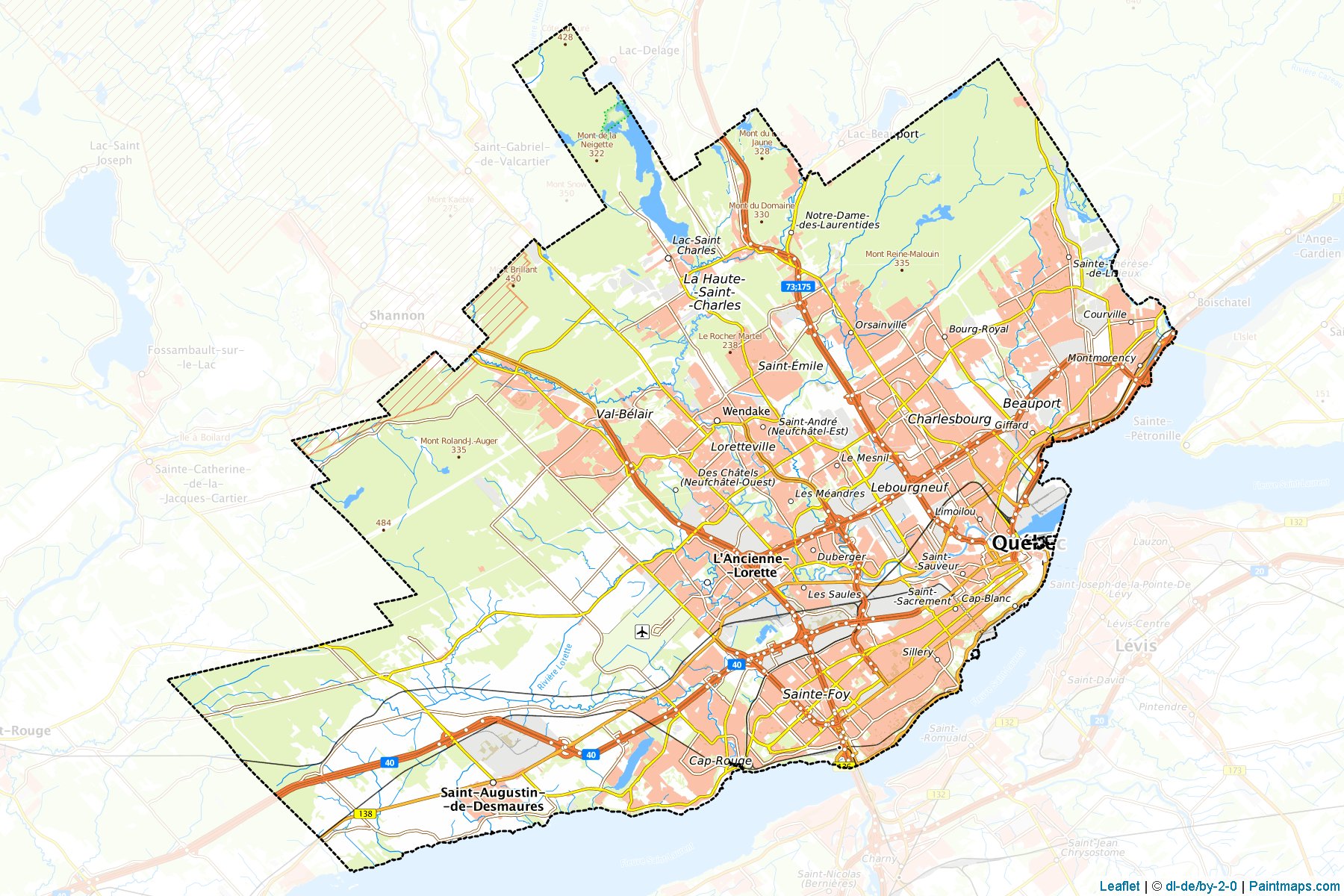 Muestras de recorte de mapas Quebec (Quebec)-1