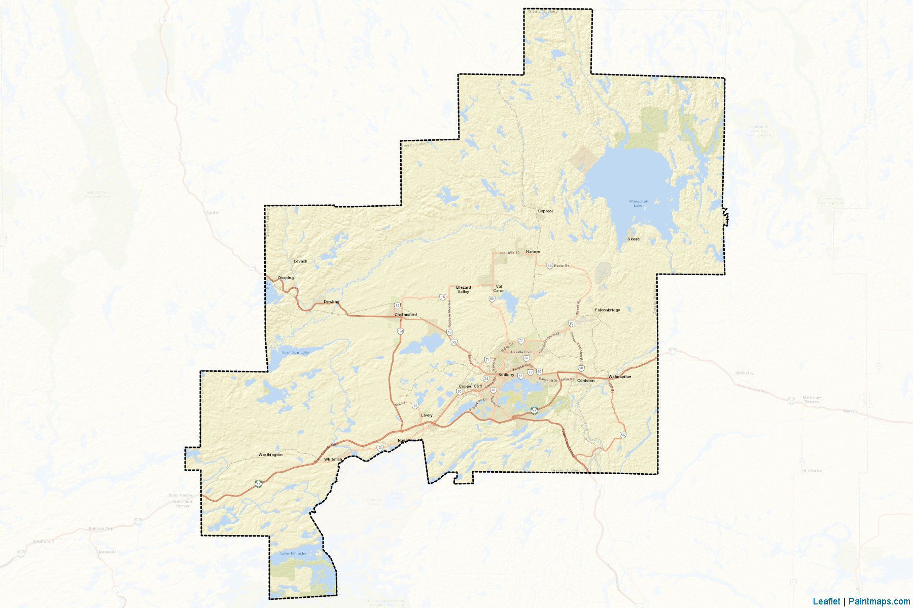 Greater Sudbury / Grand Sudbury (Ontario) Map Cropping Samples-2