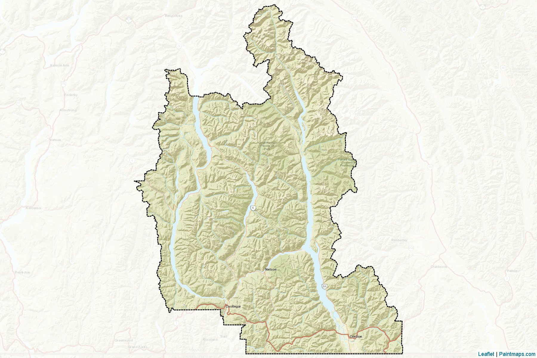 Central Kootenay (British Columbia) Map Cropping Samples-2