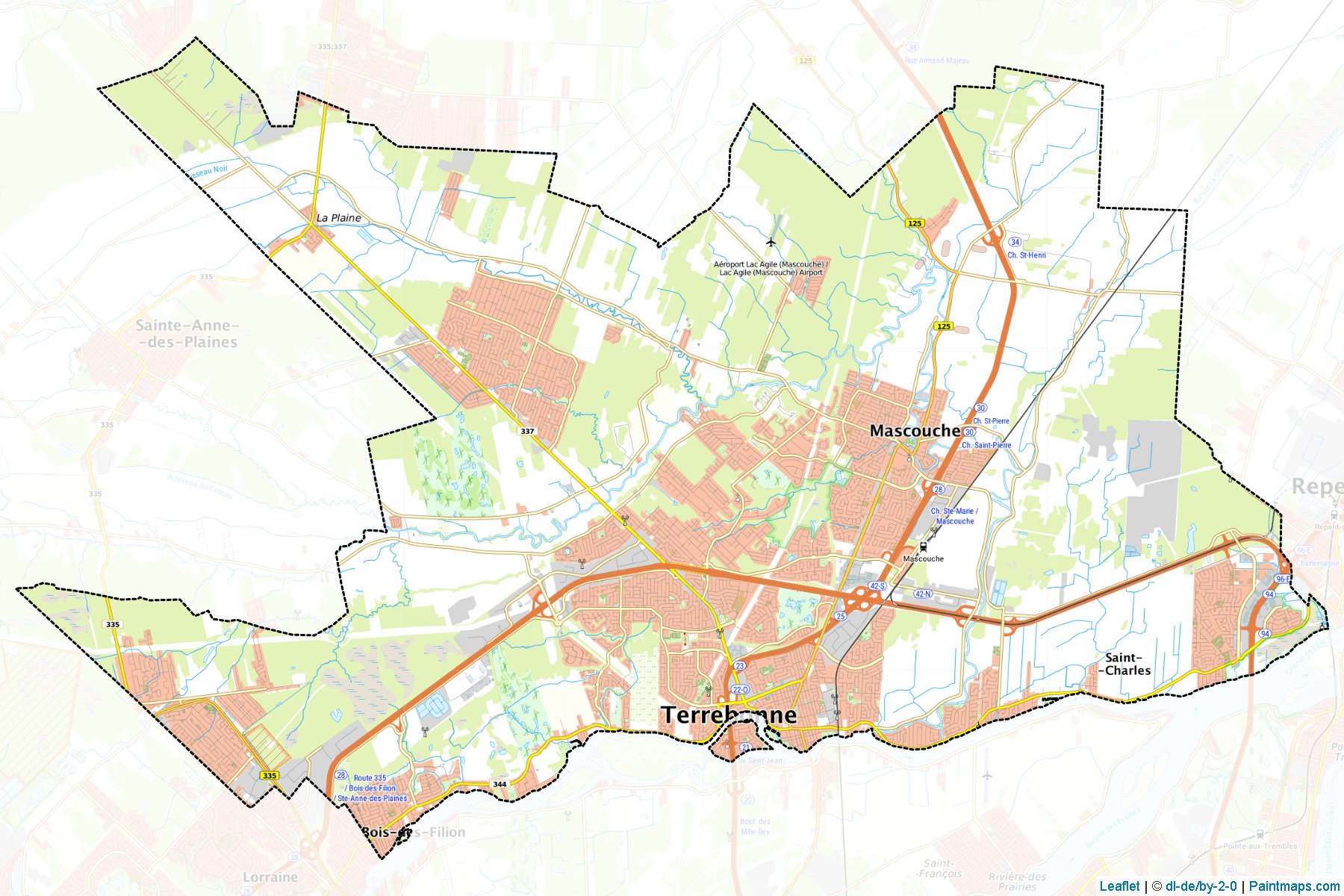 Muestras de recorte de mapas Les Moulins (Quebec)-1