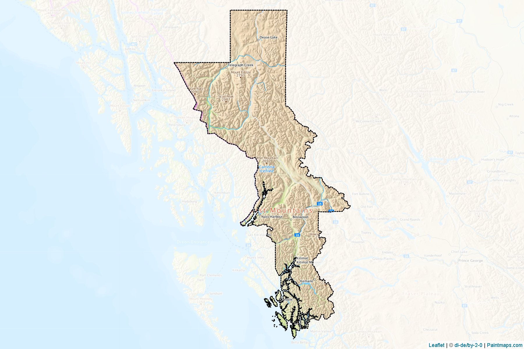 Muestras de recorte de mapas Kitimat-Stikine (British Columbia)-1