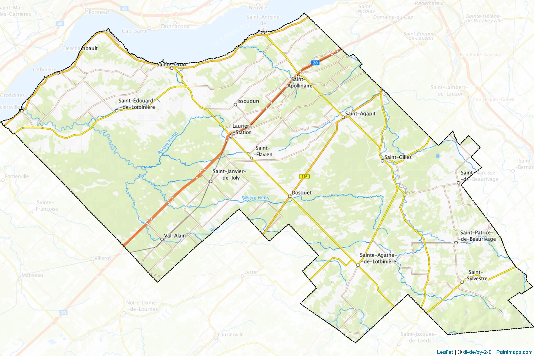 Muestras de recorte de mapas Lotbiniere (Quebec)-1