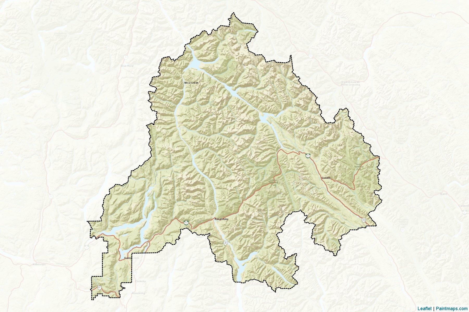 Muestras de recorte de mapas Columbia-Shuswap (British Columbia)-2