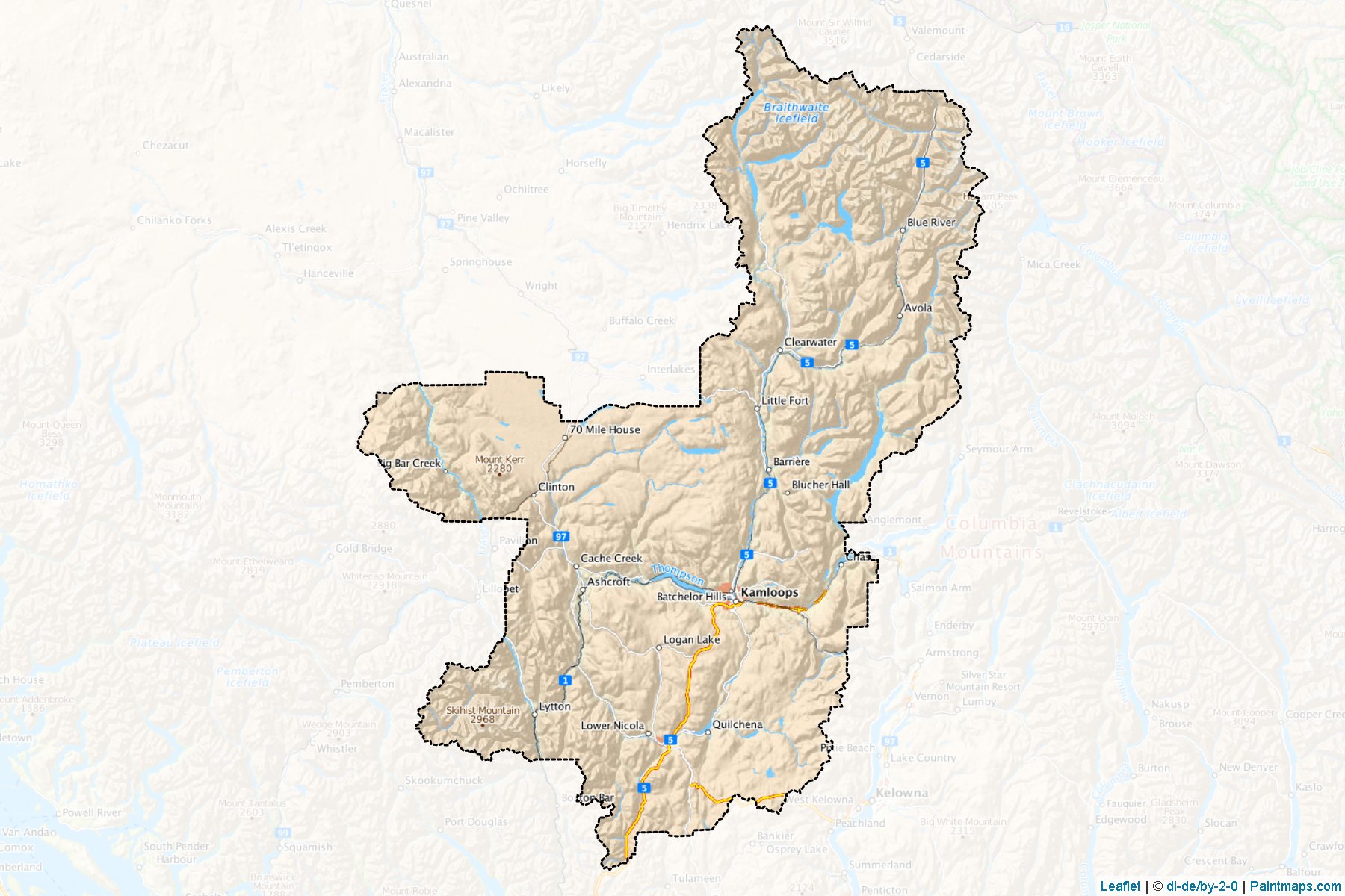 Muestras de recorte de mapas Thompson-Nicola (British Columbia)-1