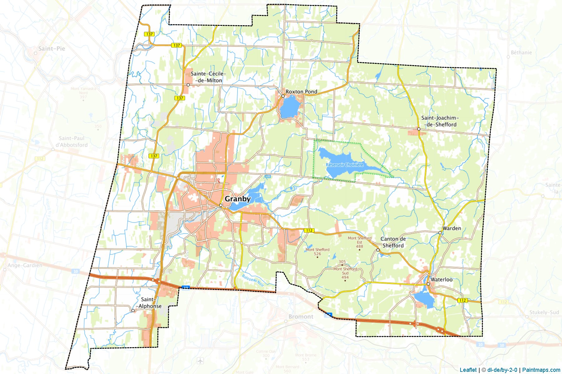 Muestras de recorte de mapas La Haute-Yamaska (Quebec)-1