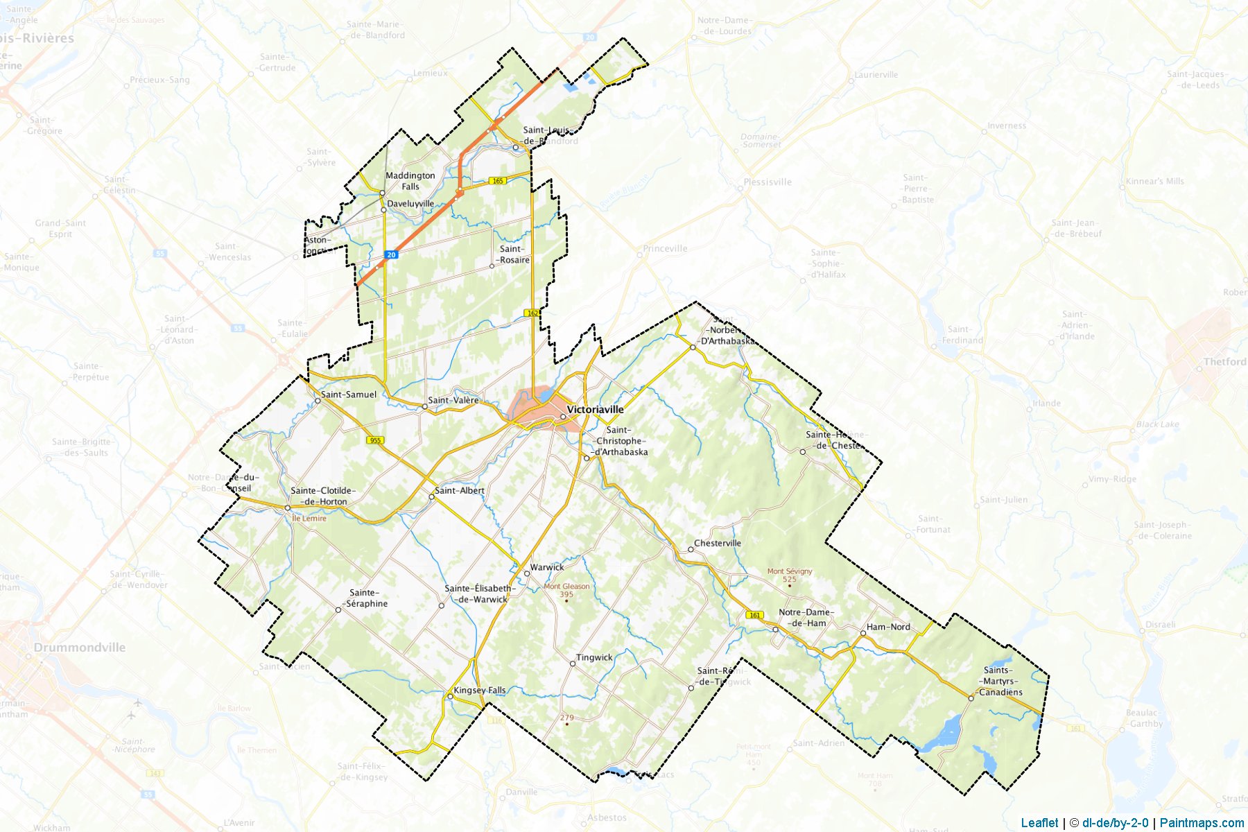 Muestras de recorte de mapas Arthabaska (Quebec)-1