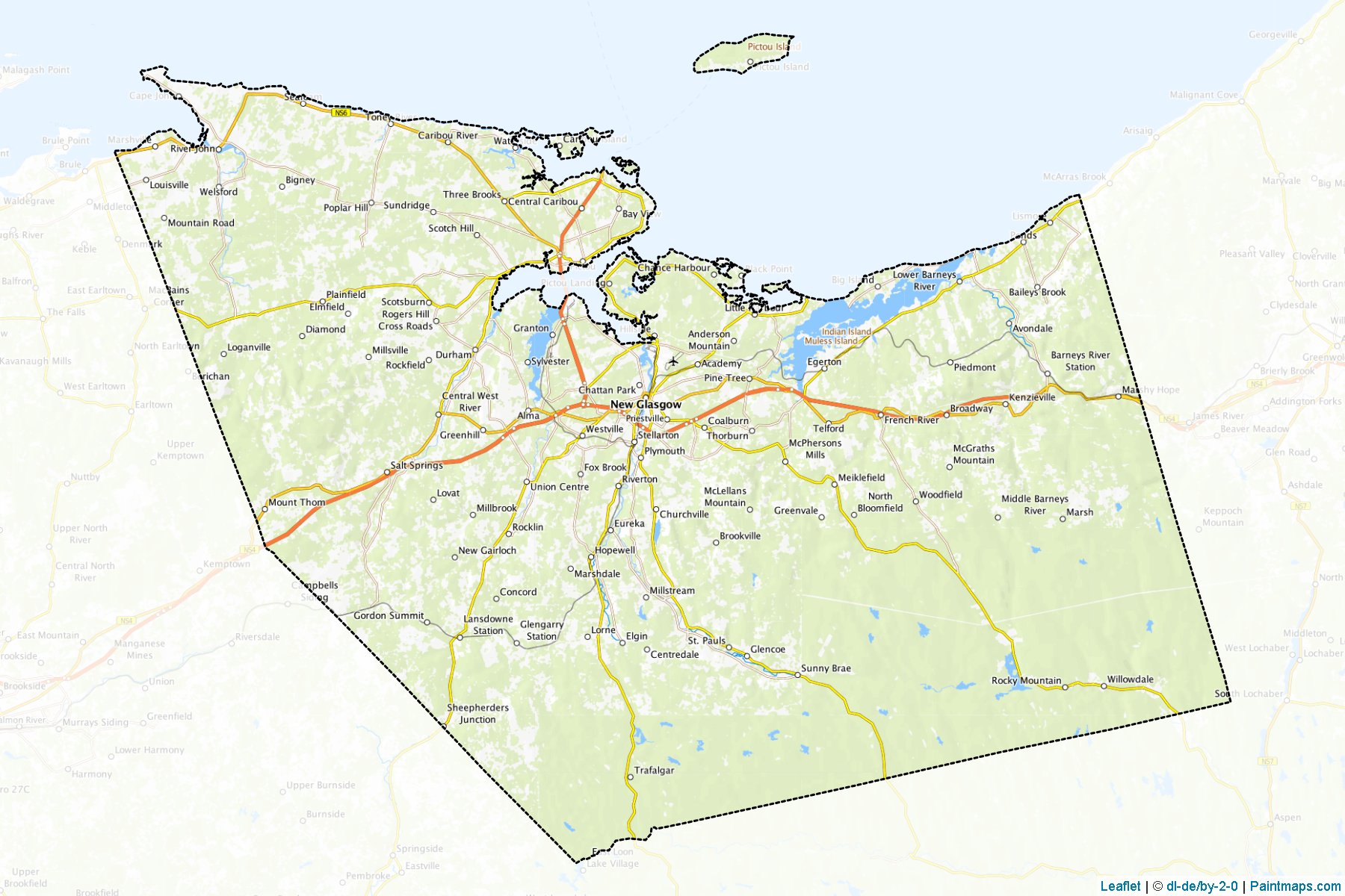 Muestras de recorte de mapas Pictou (Nova Scotia)-1