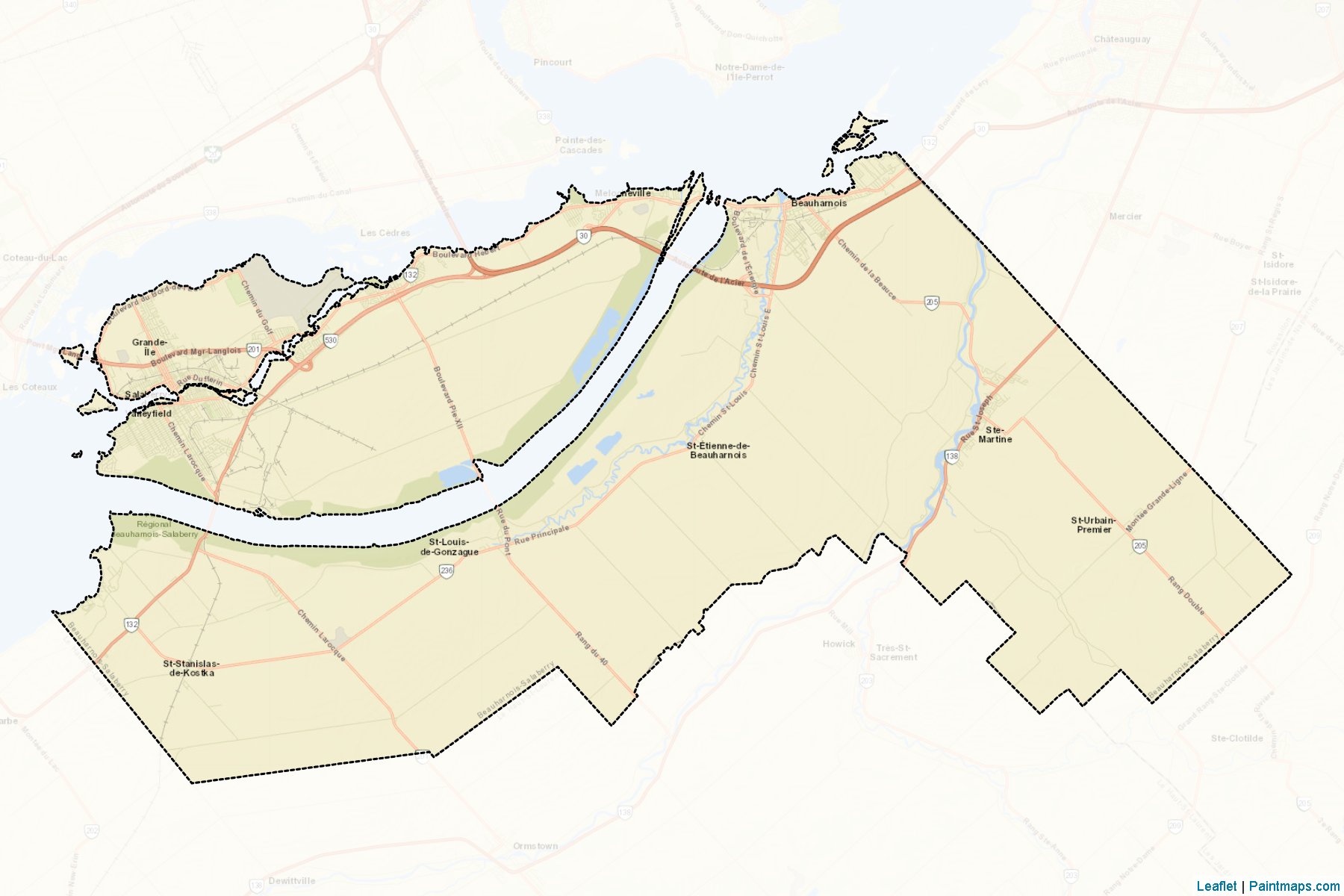 Beauharnois-Salaberry (Quebec) Map Cropping Samples-2