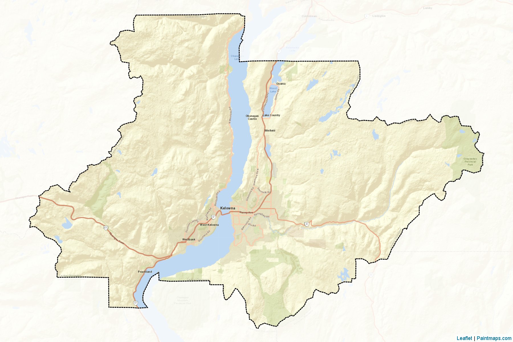 Central Okanagan (British Columbia) Map Cropping Samples-2