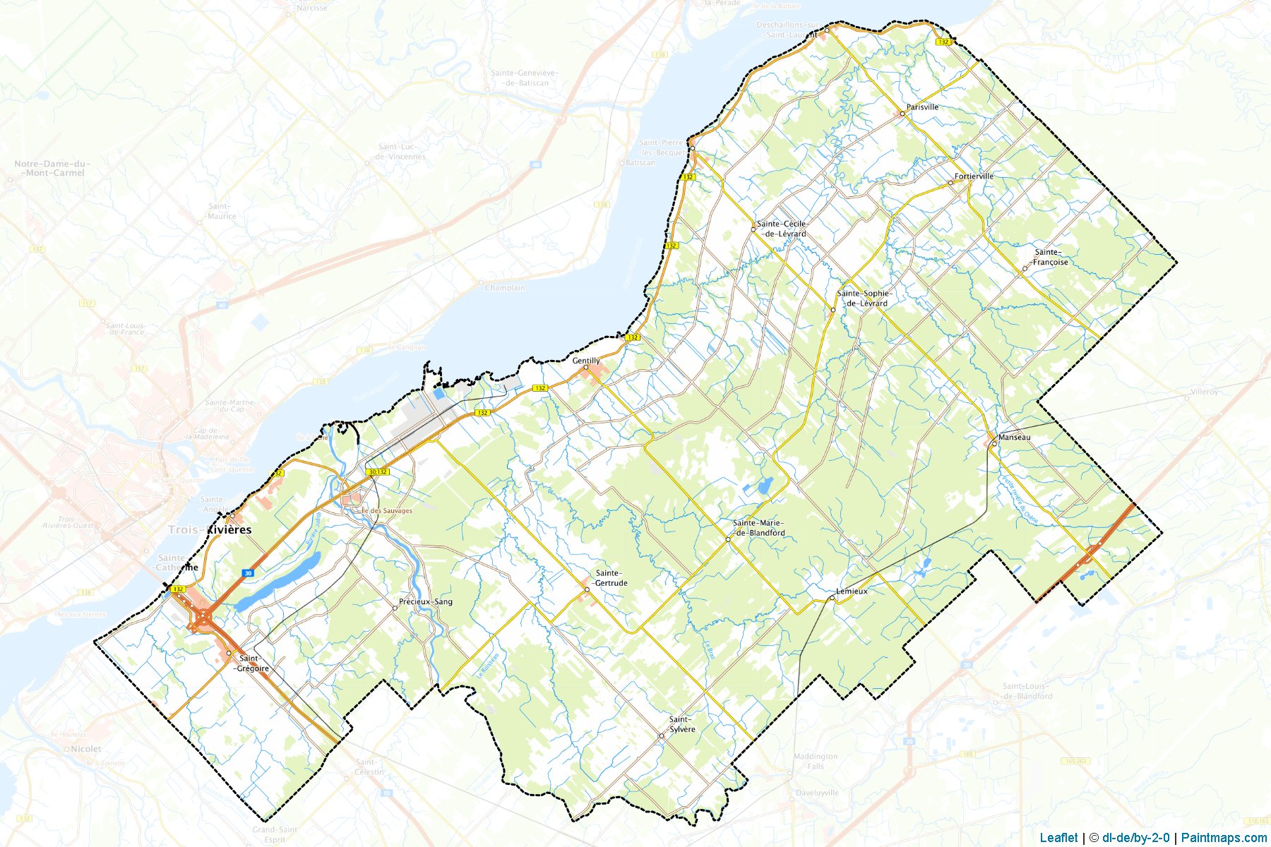 Muestras de recorte de mapas Bcancour (Quebec)-1